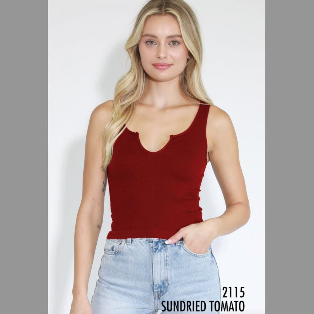 NEW Sun Dried Tomato Red Body Contouring Ribbed V Notch Detailing